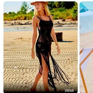 NWOT VENUS BLACK CROCHET COVERUP DRESS, size S/M